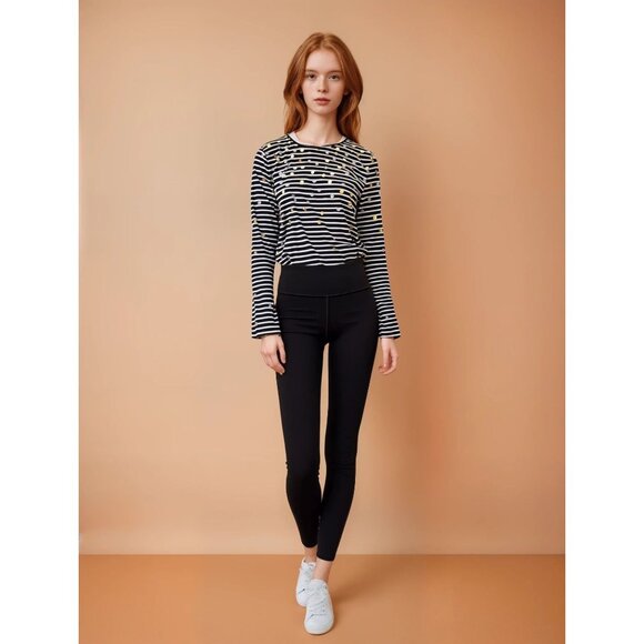 Talbots Black/White Striped Monochrome‎ Boxy Artsy Capsule Gold/Silver Dots 2xl - Picture 1 of 10